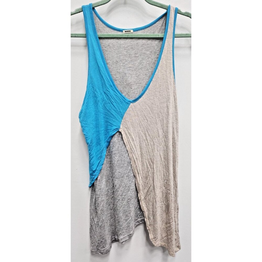 Monrow Womens Tank Top Medium Gray Blue Layered Asymmetric Beach Minimalist